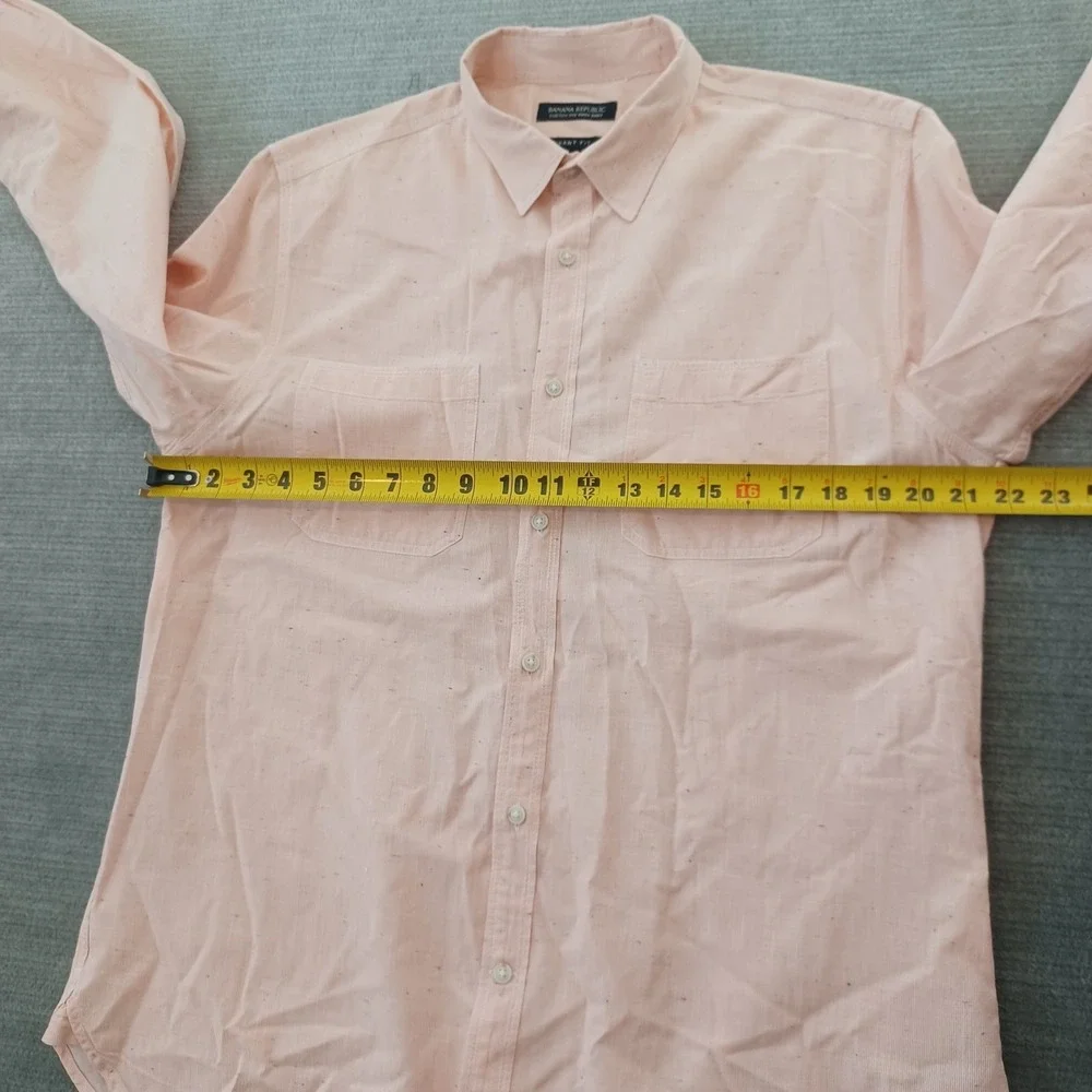 Banana Republic Grant Fit Shirt Mens‎ L Light Orange Casual Resort Beach